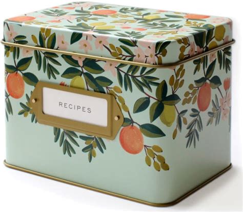 floral recipe box metal|RIFLE PAPER CO. Recipe Tin .